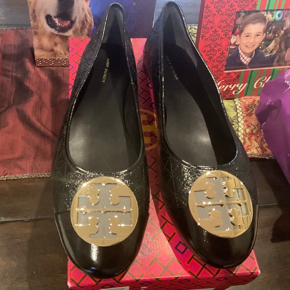 Tory Burch Claire Quilted Ballet Flats in perfect black, BNIB,MSRP$258